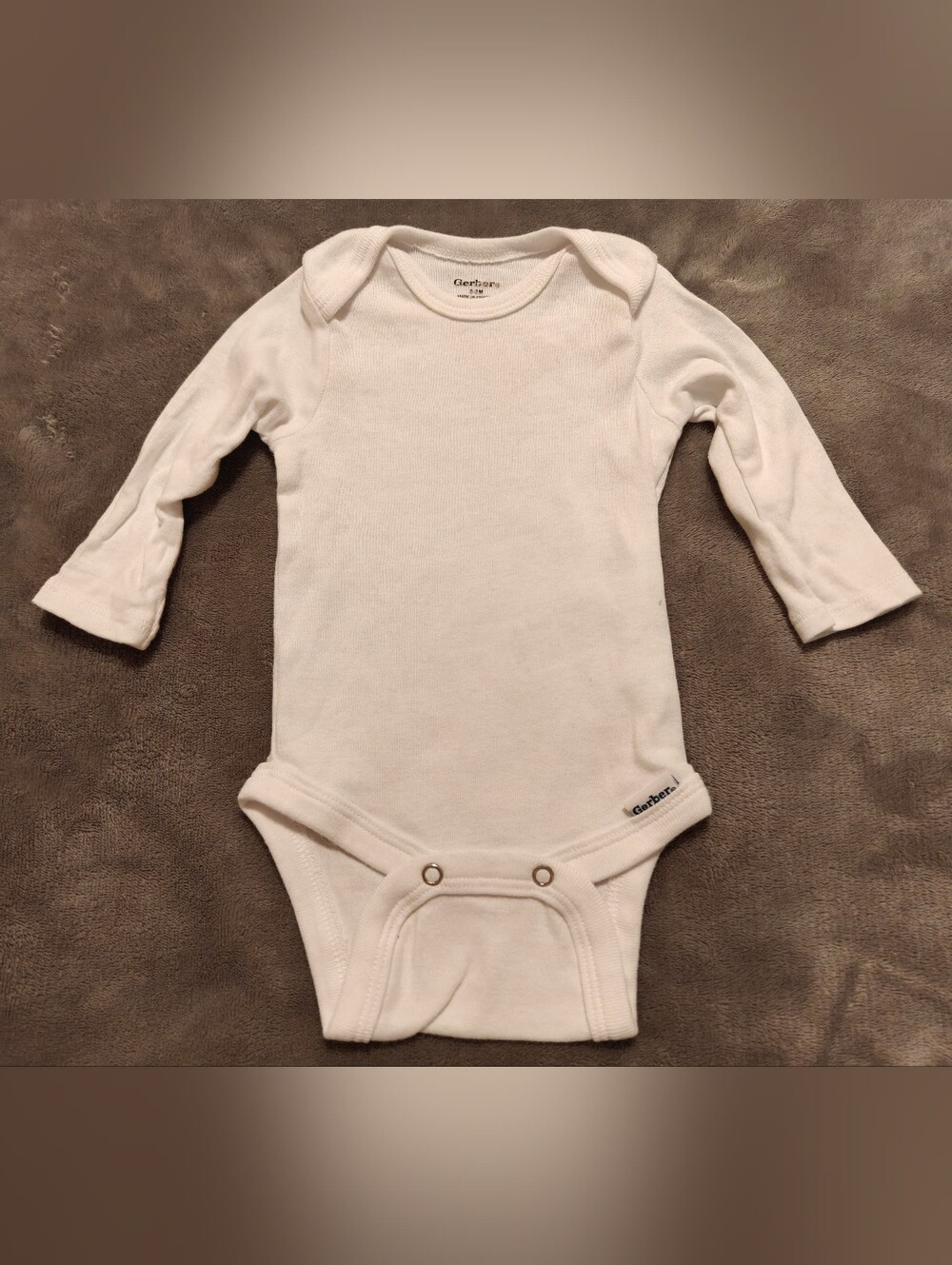 Kids Gerber White Long-Sleeve One-Piece Bodysuit, Size 0-3M